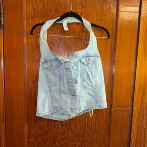 Universal Thread Light Blue‎ Denim Button Festival Halter